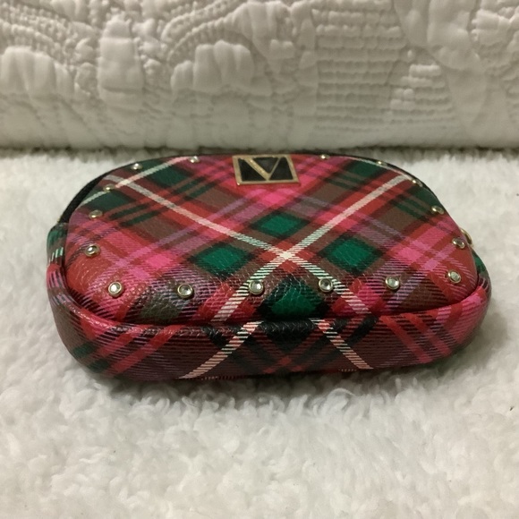 Victorias Secret Plaid Studded Key Chain Ring Essential Pouch Coin Wallet - Picture 6 of 7